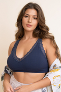 Lace Trim Padded Bralette Plus Blue