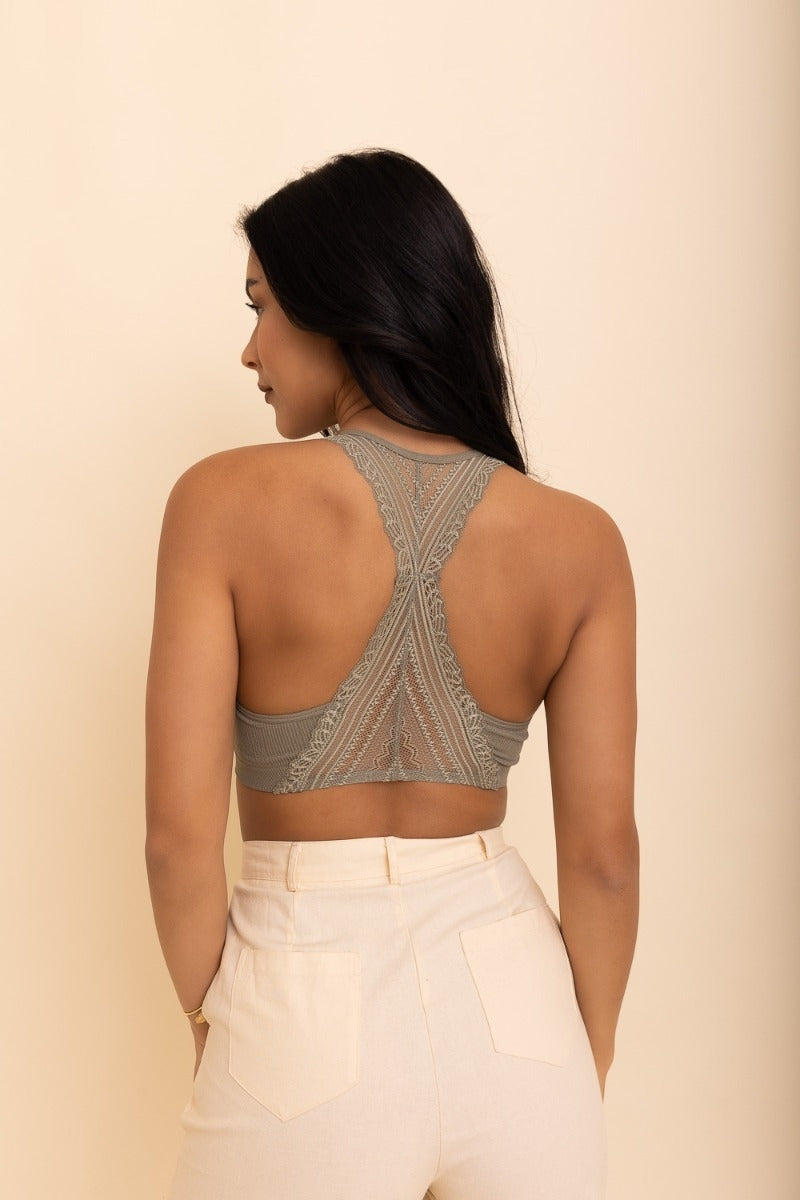 Seamless Lace Racerback Bralette with Removable Pads