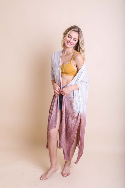 Ombre Vertical Stitched Kimono Rust