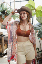 Paisley Floral Patchwork Kimono Red