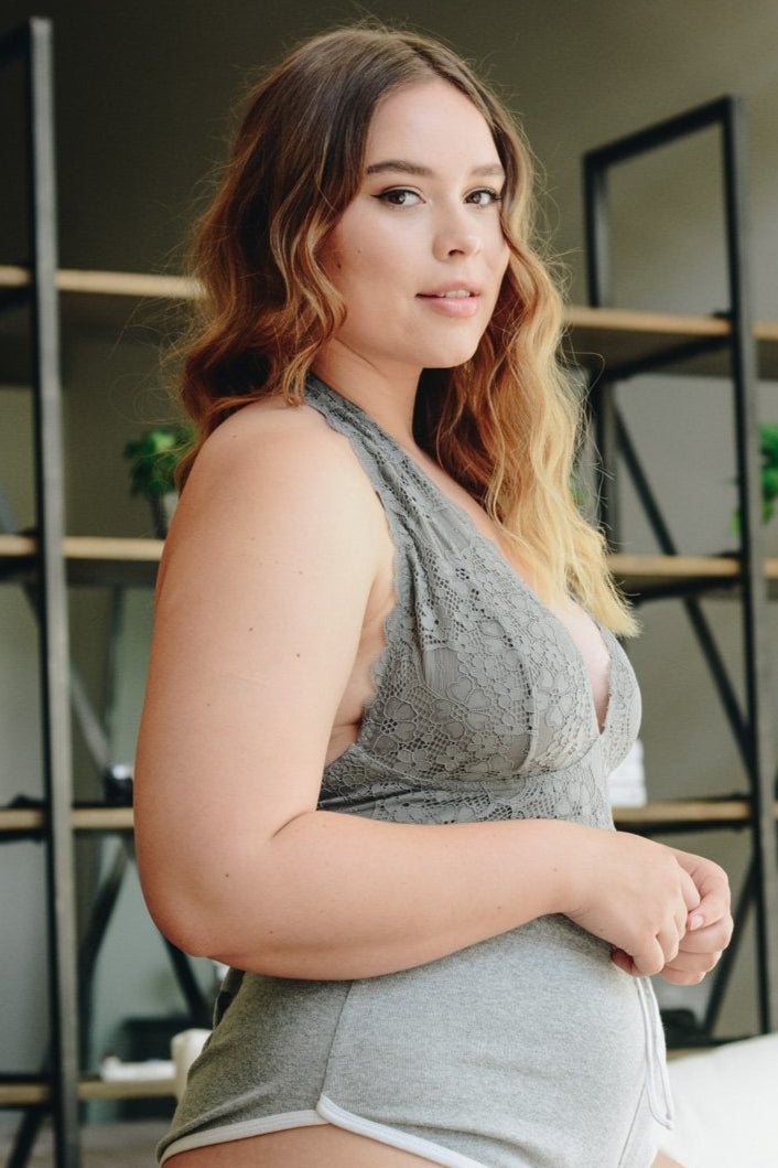 Plus Halter Top Bralette 1X / Gray