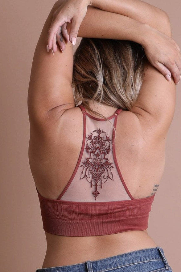 Plus Size Tattoo Back Bralette 1X2X / Rust