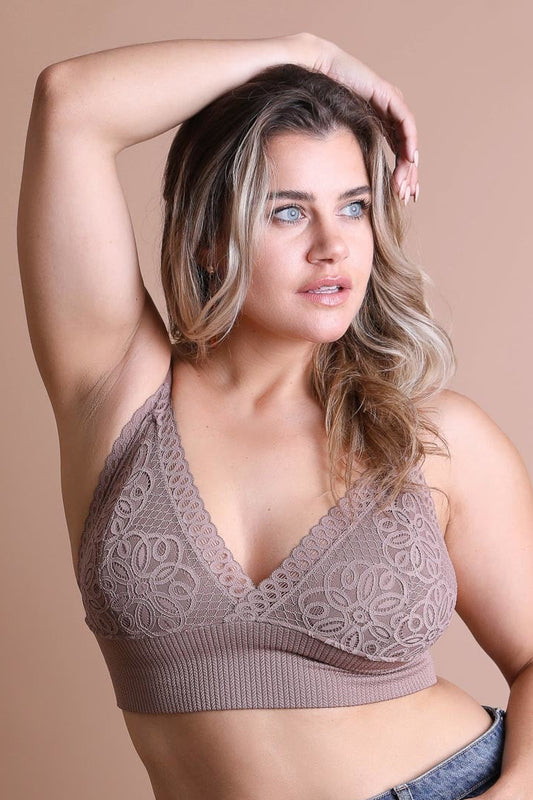 Plus Size Waistband Loop Lace Brami Mocha
