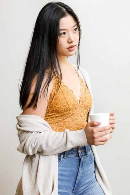 Racerback Flower Lace Bralette Padded