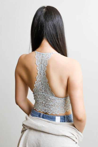 Racerback Flower Lace Bralette Padded