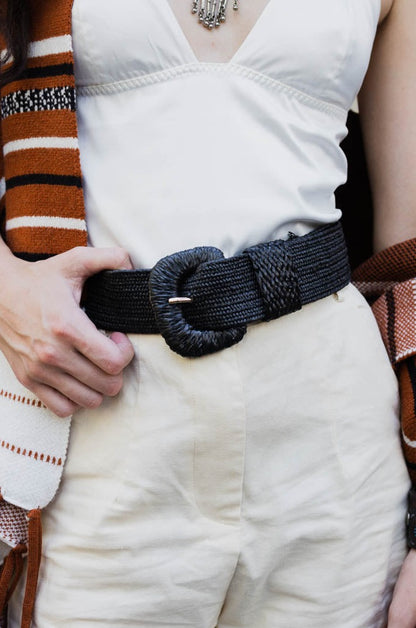 Raffia Stretch Belt Belts One Size / Black