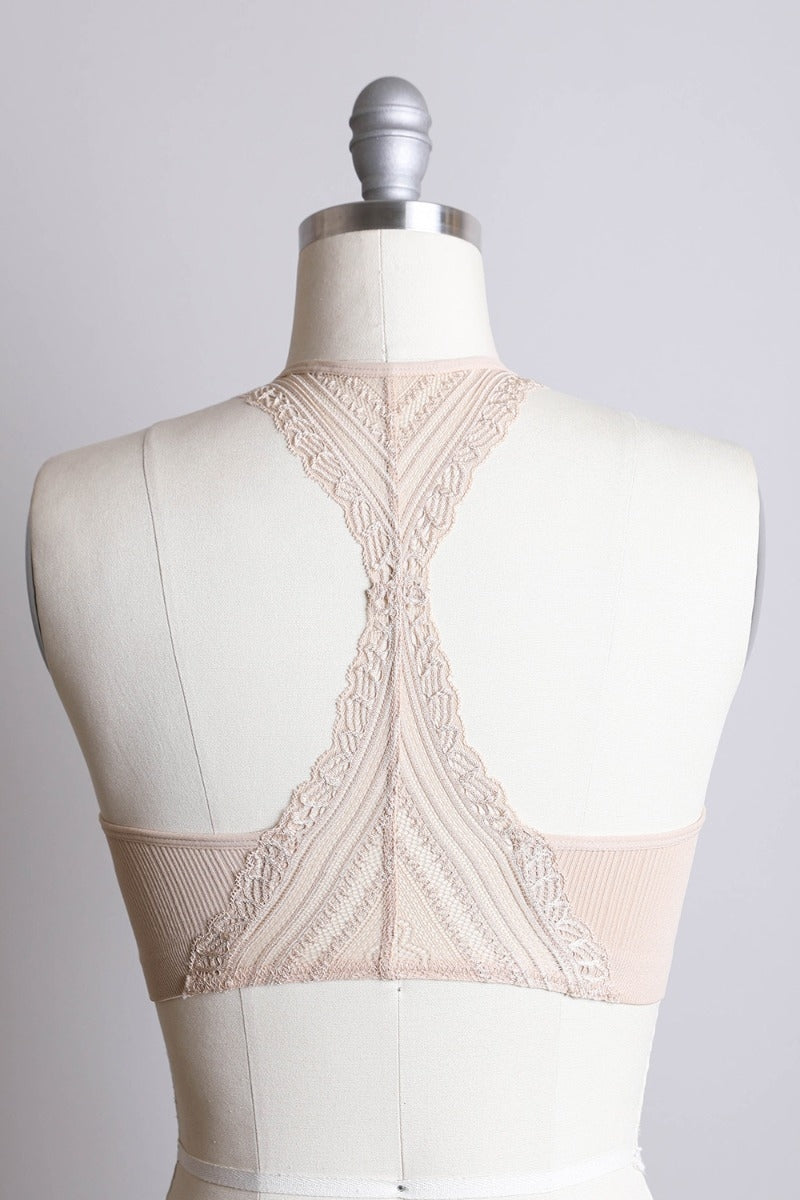 Seamless Lace Racerback Bralette with Removable Pads