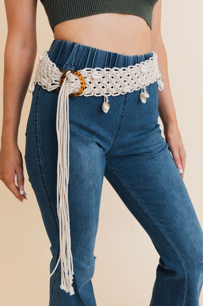 Seashell Serenade Braided Tie-Up Belt Belts Natural