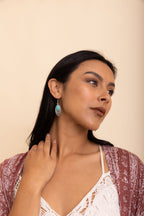 Vintage Engraved Turquoise Earrings Jewelry Silver