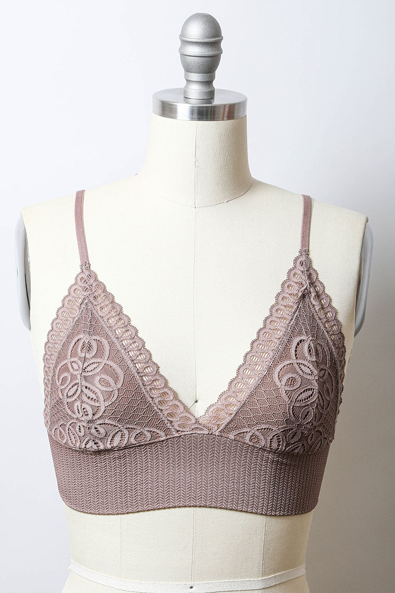 Boho Lace Brami Bralette – Pull-On Demi Coverage