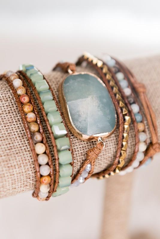 Beaded Wrap Boho Leather Bracelets - Heart - Liv Rocks Energy Healing Crystals Shop, Gems + Wholesale Sage