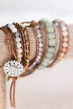 Beaded Wrap Boho Leather Bracelets - Heart - Liv Rocks Energy Healing Crystals Shop, Gems + Wholesale Sage