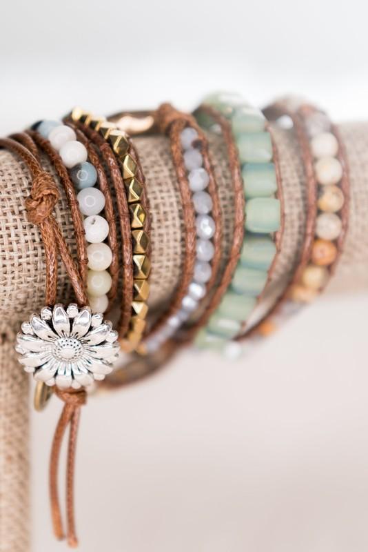 Beaded Wrap Boho Leather Bracelets - Heart - Liv Rocks Energy Healing Crystals Shop, Gems + Wholesale Sage
