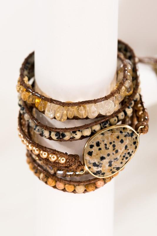 Beaded Wrap Boho Leather Bracelets - Heart - Liv Rocks Energy Healing Crystals Shop, Gems + Wholesale Sage