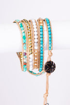 Beaded Wrap Boho Leather Bracelets - Heart - Liv Rocks Energy Healing Crystals Shop, Gems + Wholesale Sage