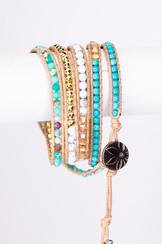 Beaded Wrap Boho Leather Bracelets - Heart - Liv Rocks Energy Healing Crystals Shop, Gems + Wholesale Sage