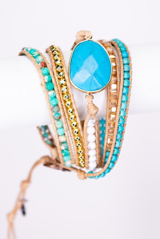 Beaded Wrap Boho Leather Bracelets - Heart - Liv Rocks Energy Healing Crystals Shop, Gems + Wholesale Sage
