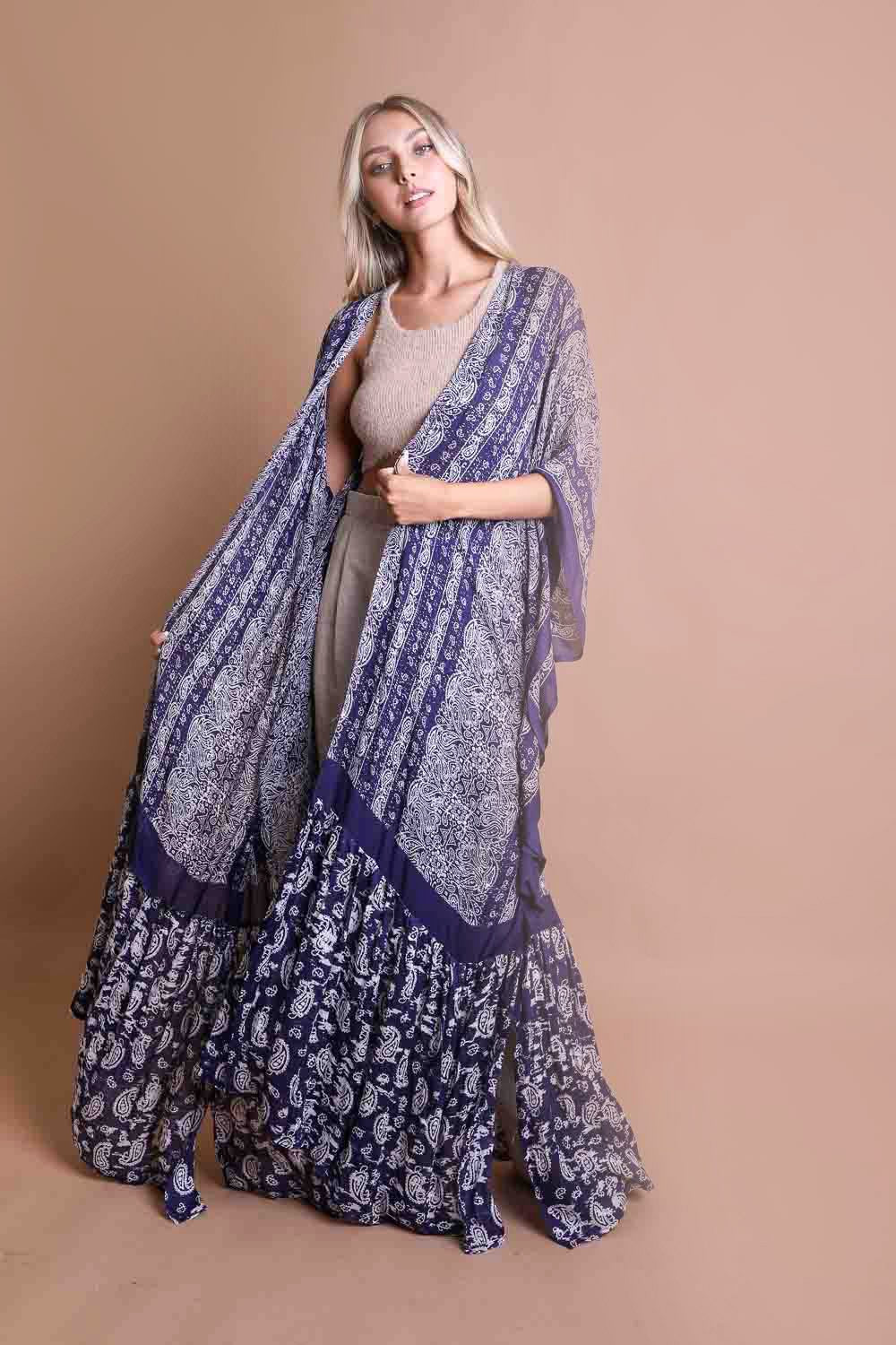 Paisley Tapestry Free Flow Boho Duster Kimono