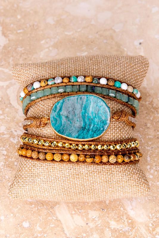 Beaded Wrap Boho Leather Bracelets - Heart - Liv Rocks Energy Healing Crystals Shop, Gems + Wholesale Sage