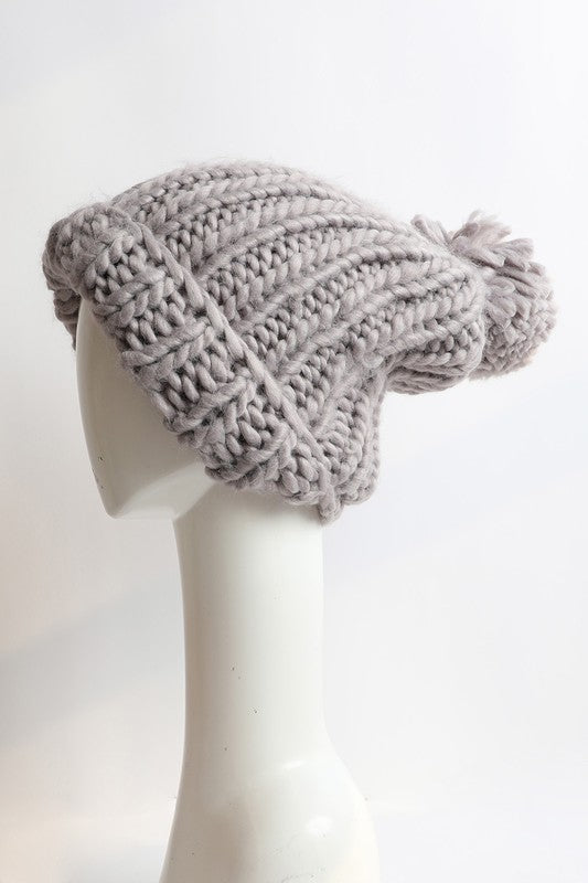 Oversized Pom Beanie Hat
