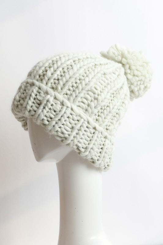 Oversized Pom Beanie Hat