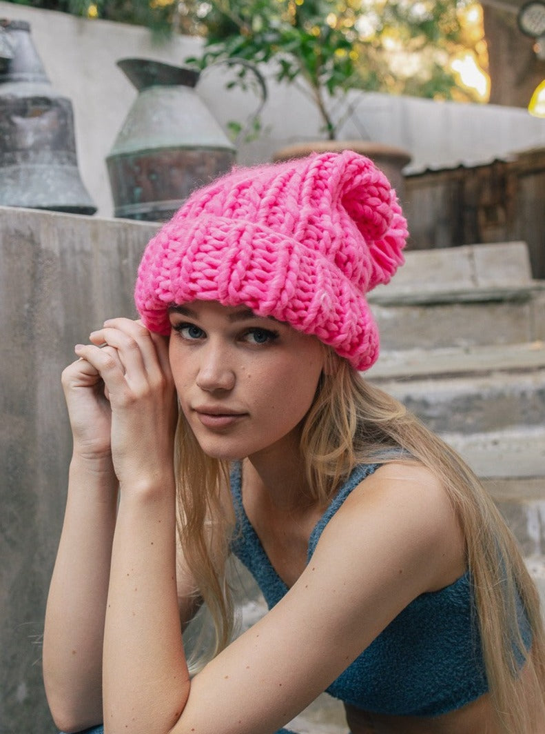 Oversized Pom Beanie Hat