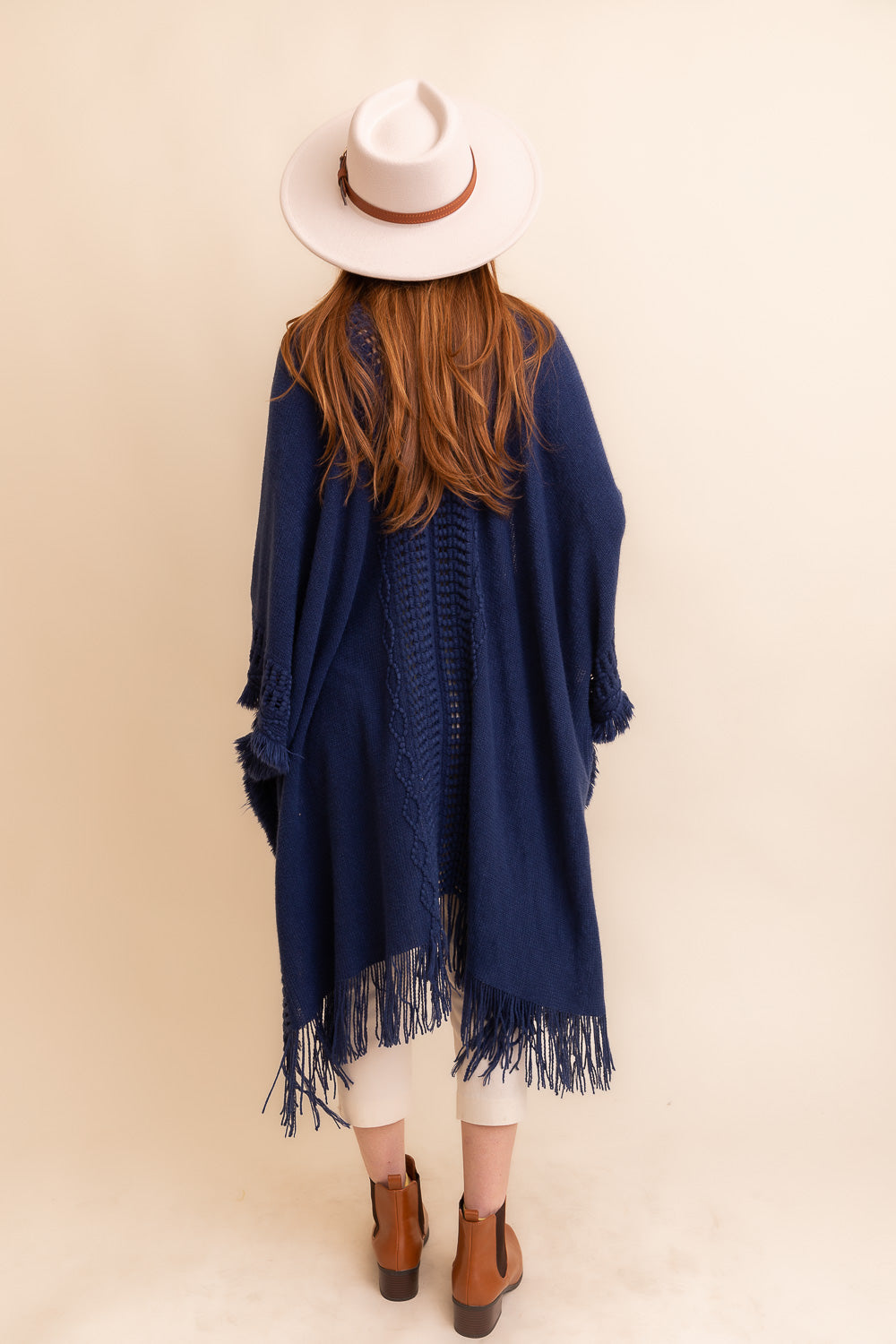 Cozy Soft Open Work Frayed Bohemian Ruana