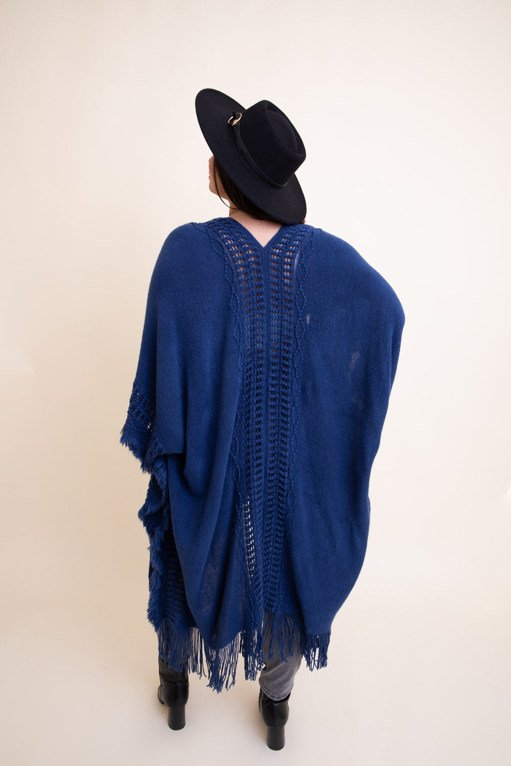 Cozy Soft Open Work Frayed Bohemian Ruana