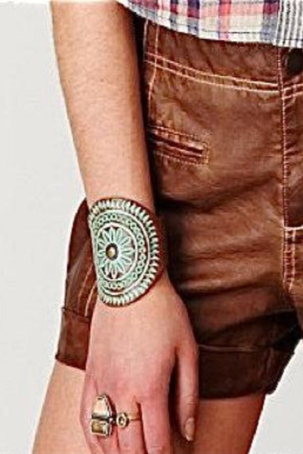 Grecian Leather Patina Cuff Bracelet