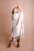 Cozy Soft Open Work Frayed Bohemian Ruana