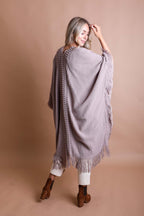 Open Work Frayed Bohemian Ruana Ponchos