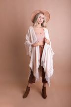 Cozy Soft Open Work Frayed Bohemian Ruana